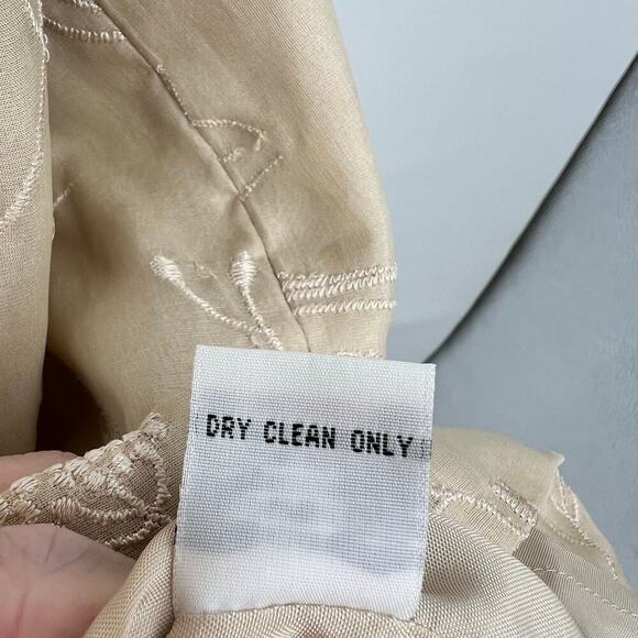 Talbots silk embroidered beaded cream tan slip floral classic dress plus size 20 - Picture 8 of 8